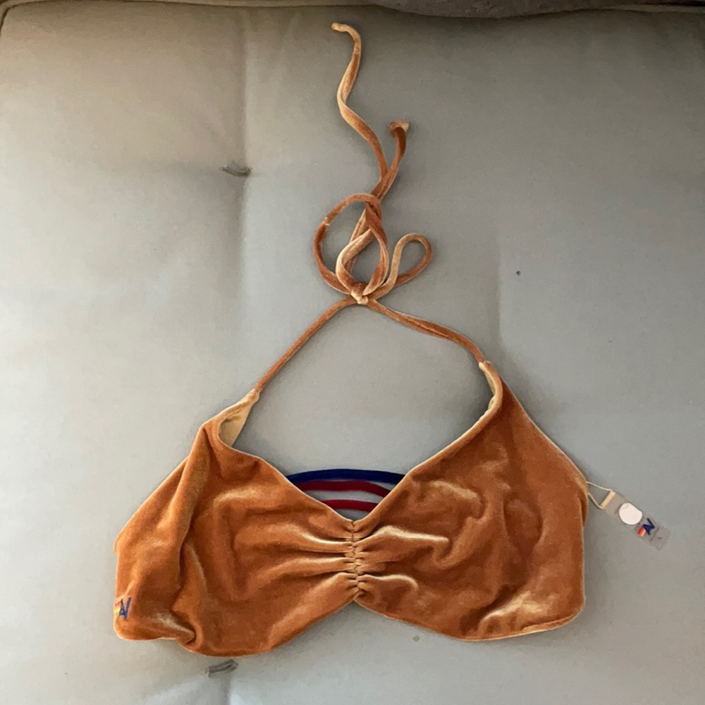 Aviator Nation Velvet Gold Bikini Top
